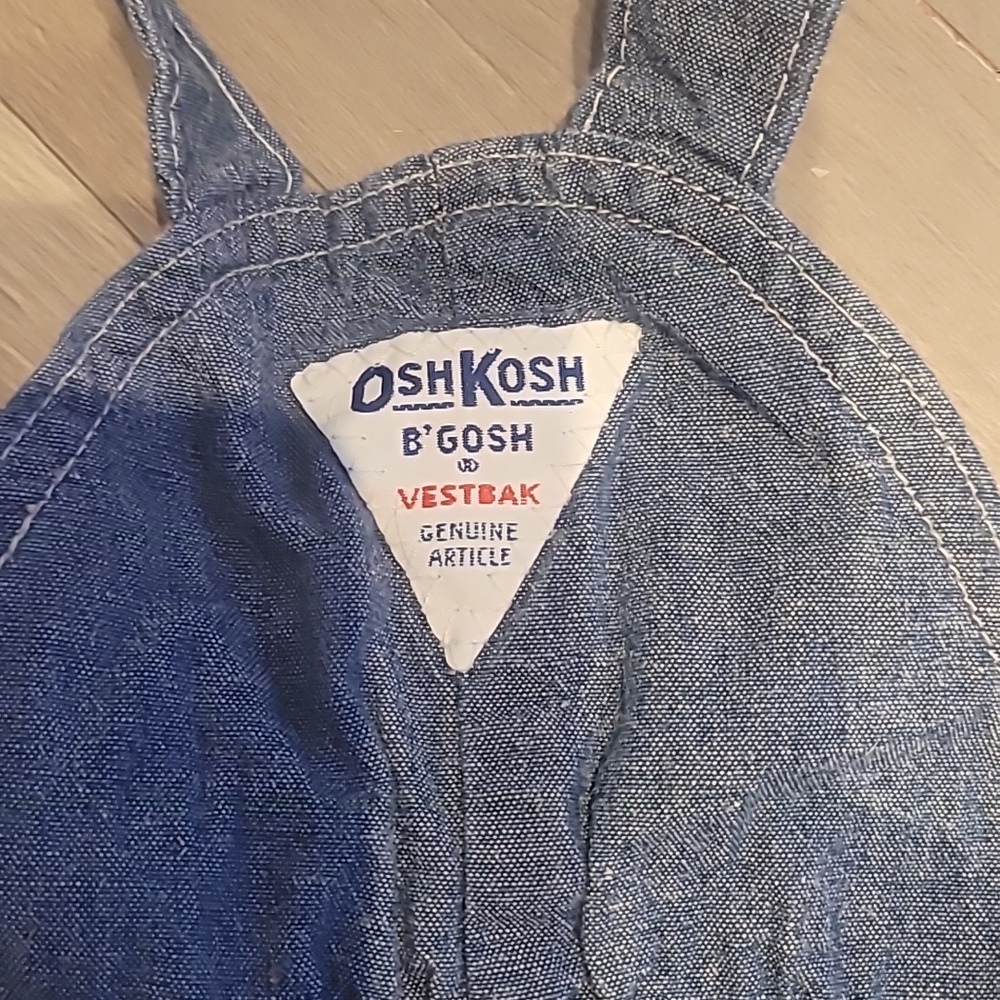 Vintage OshKosh Carrot Bubble Denim Overalls Rompers 90s 100% Cotton 12 Months - Picture 9 of 12